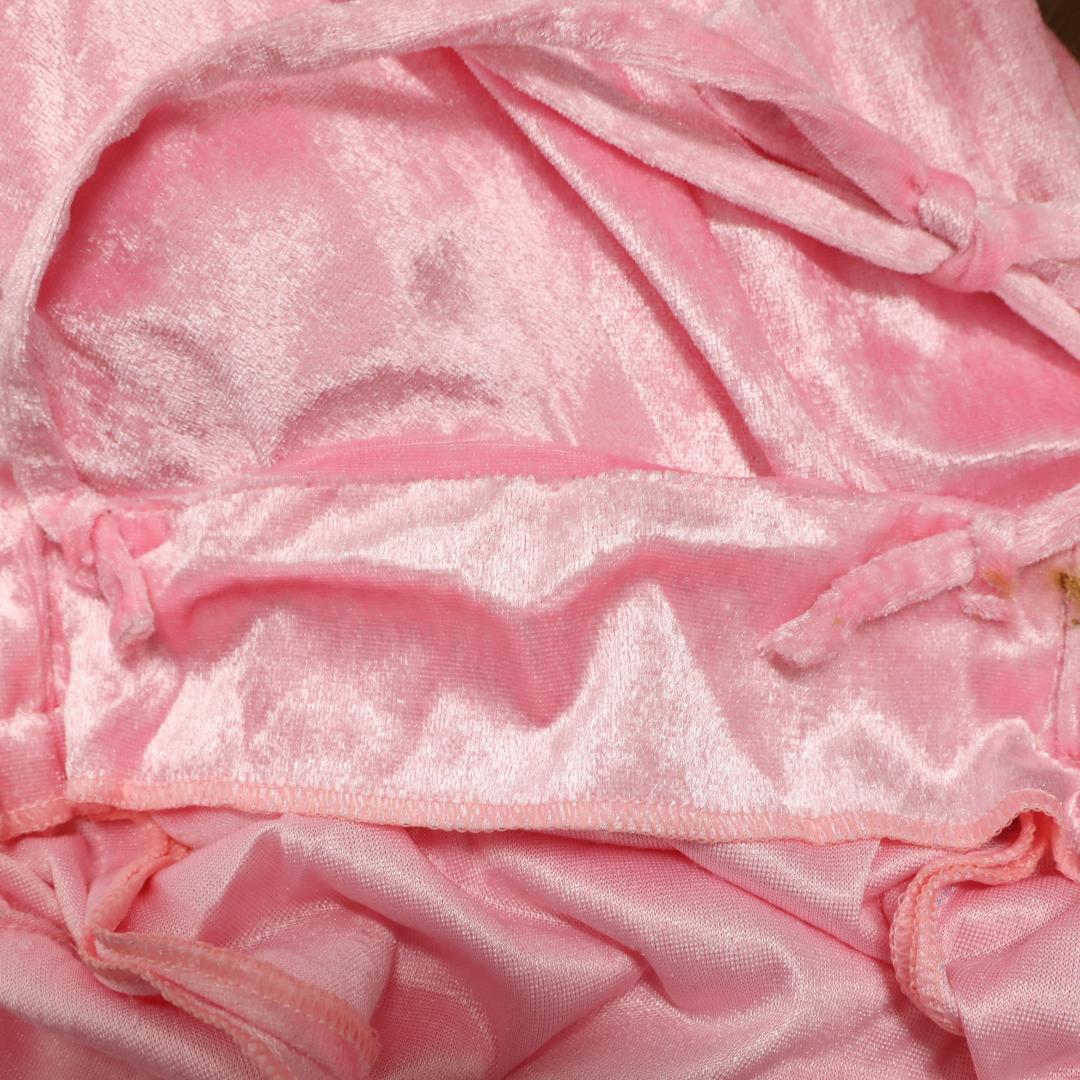 【フラダンス用衣装 薄手ベロア生地】ピンク Lサイズ ハワイアンドレスワンピース