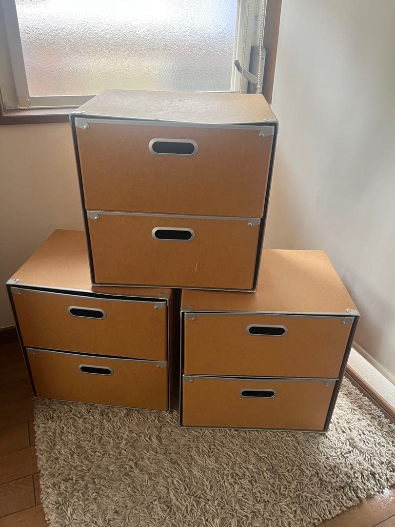 【廃盤】無印良品硬質　2段引出し　パルプボックス　まとめ売り3個セット