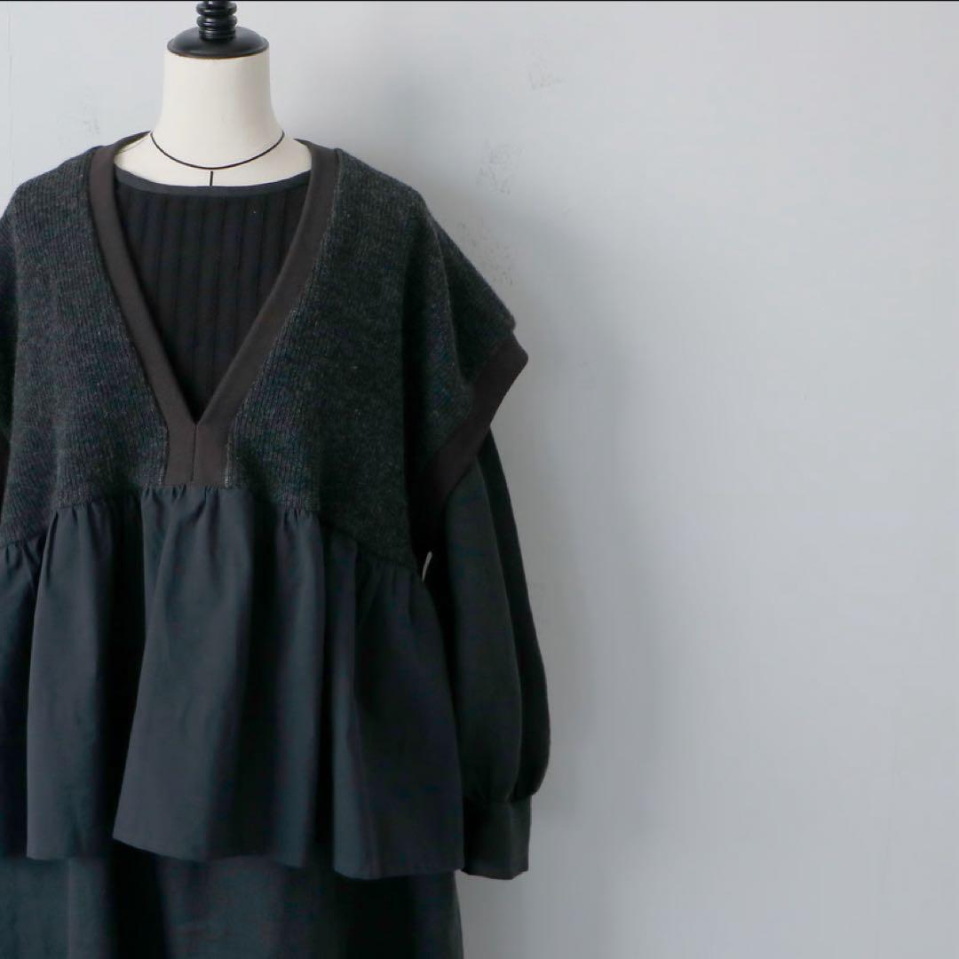 マガリ magali 【WEB限定販売】 ウール&コットン・ジレ/チャコール