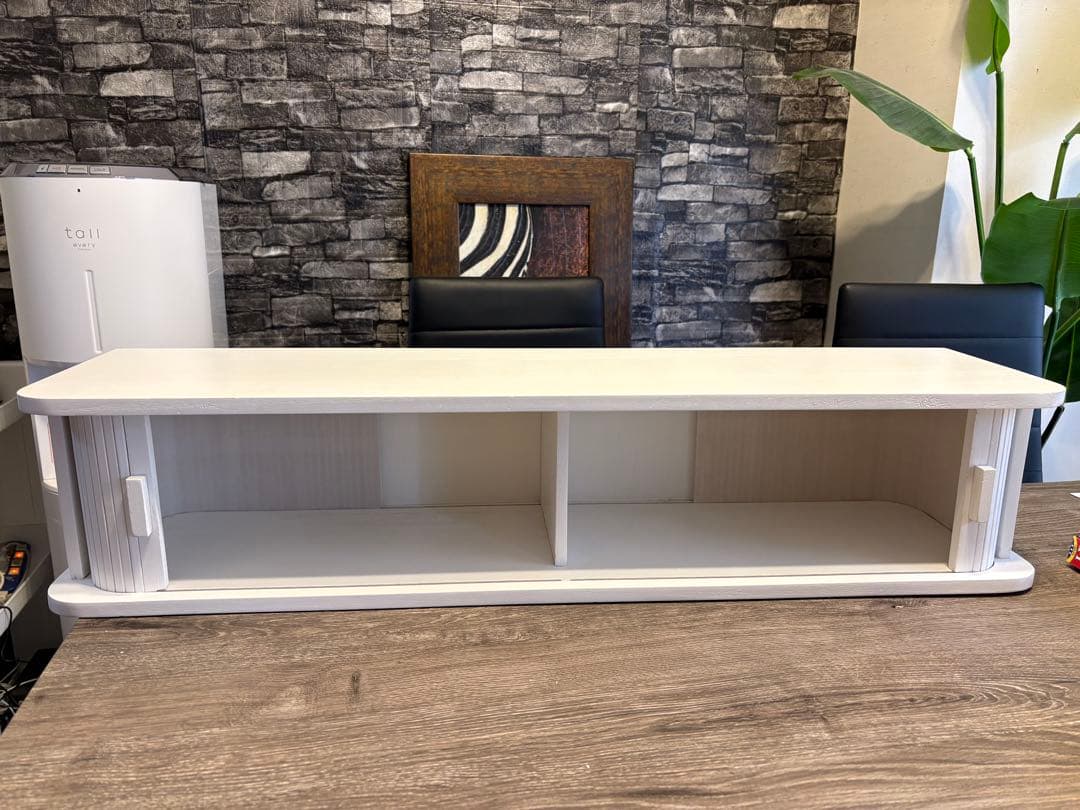 ジャバラ扉式カウンター上収納庫 ホワイト90cm