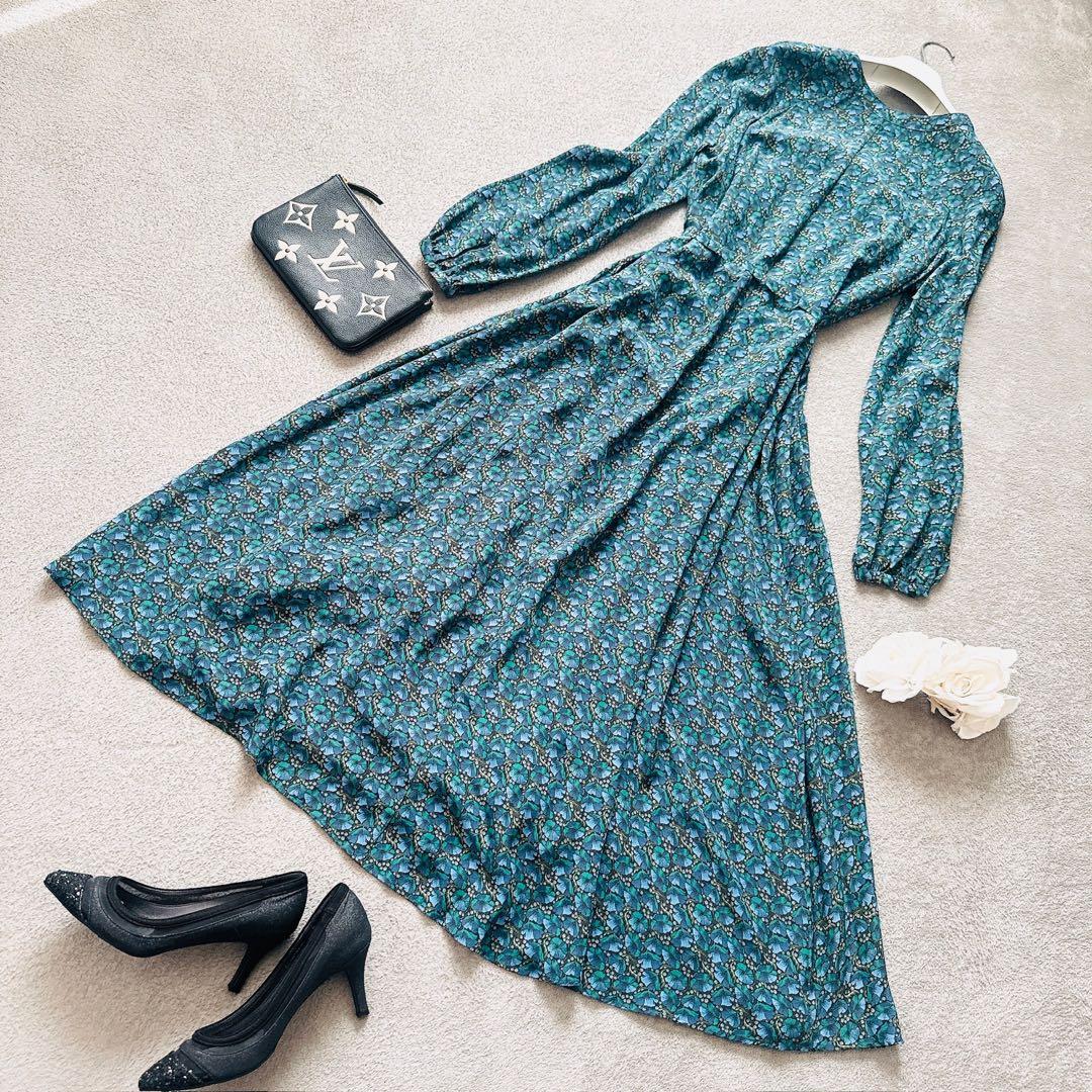 コントワーデコトニエ シルク 花柄 ロングワンピース M 絹　38　ボタニカル