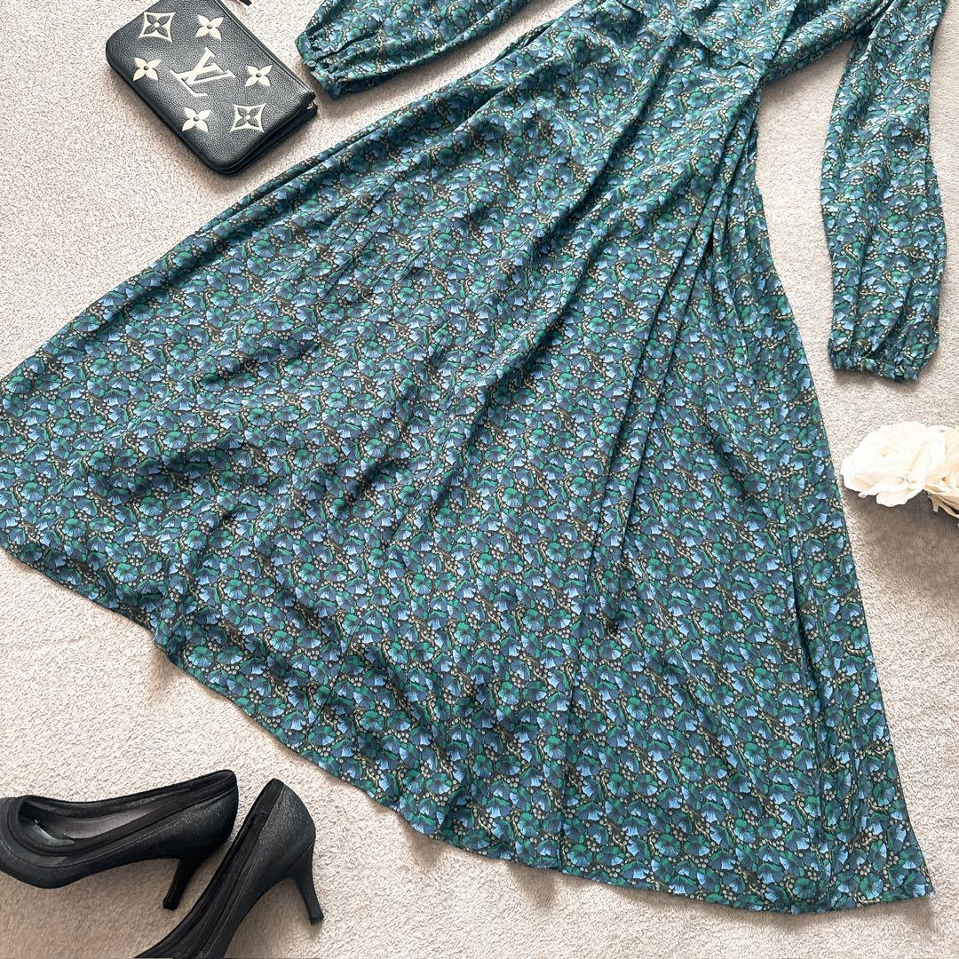 コントワーデコトニエ シルク 花柄 ロングワンピース M 絹　38　ボタニカル