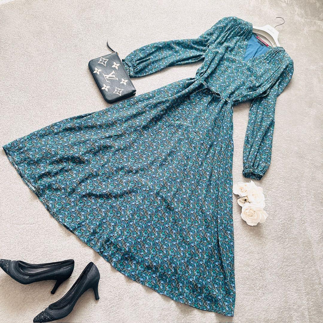 コントワーデコトニエ シルク 花柄 ロングワンピース M 絹　38　ボタニカル