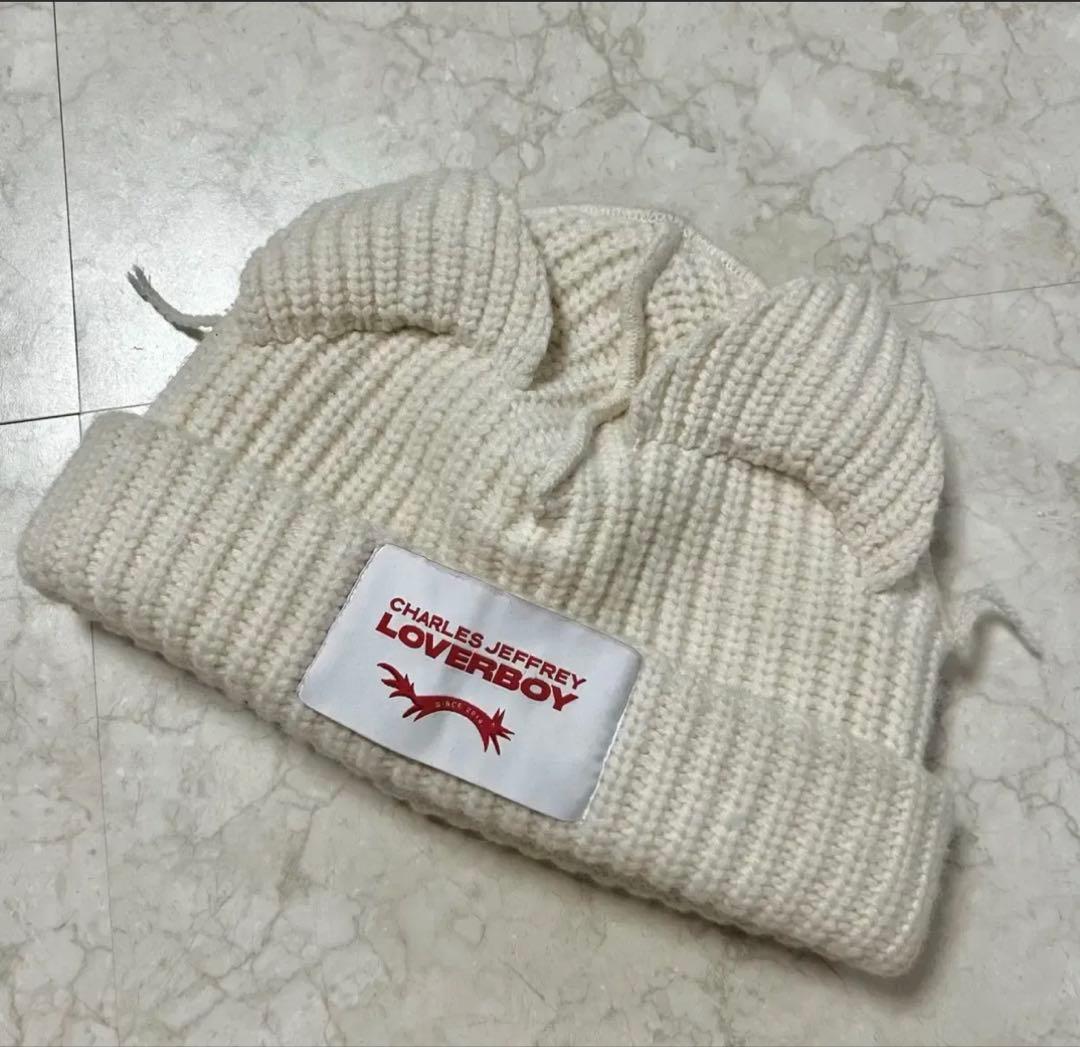 正規品Charles Jeffrey LOVERBOY 猫耳ビーニー 白