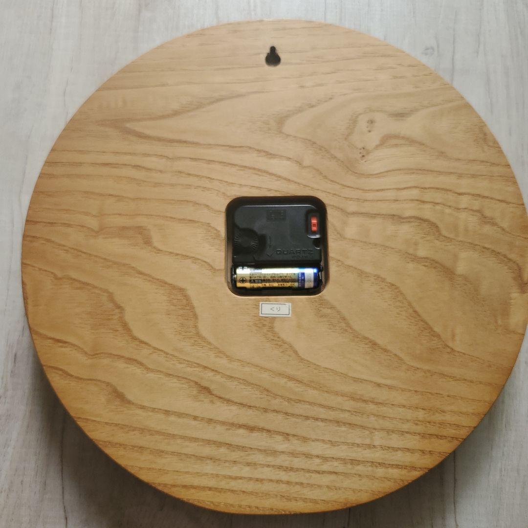 サ*ン様 珍しい栗の木製円形掛時計 直径約30cm、厚さ約3cm