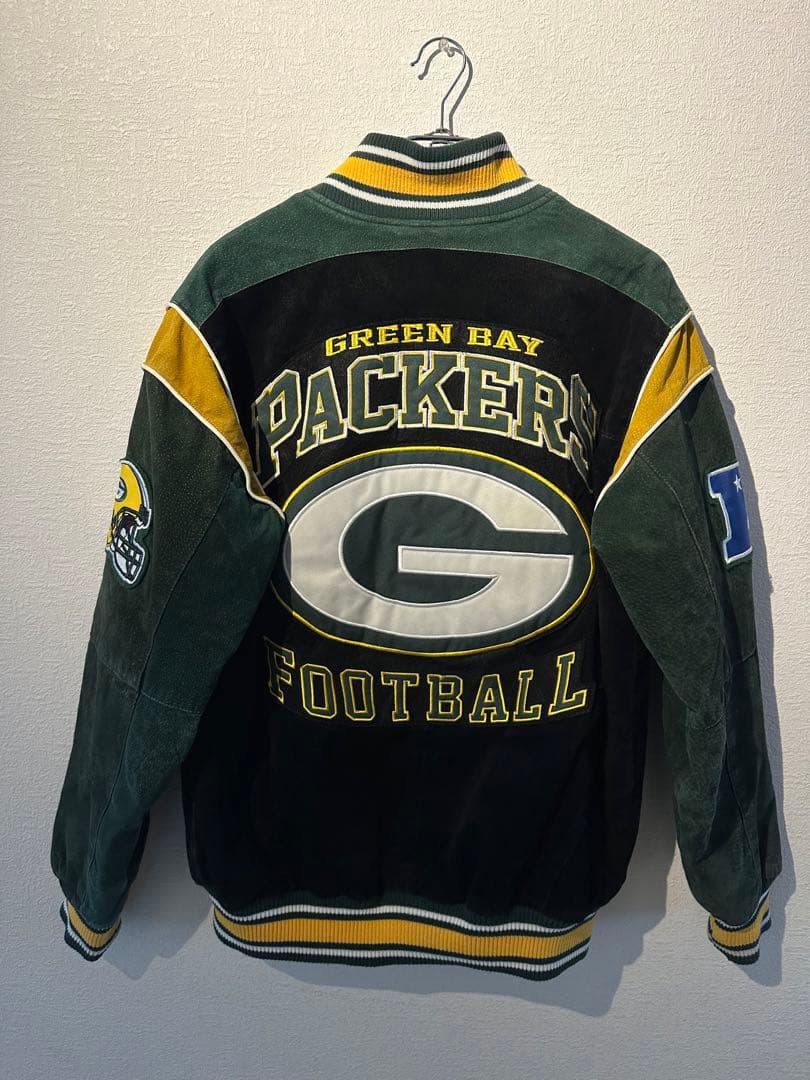 パッカーズ 刺繍 スウェード レザージャケット Mサイズ スタジャン