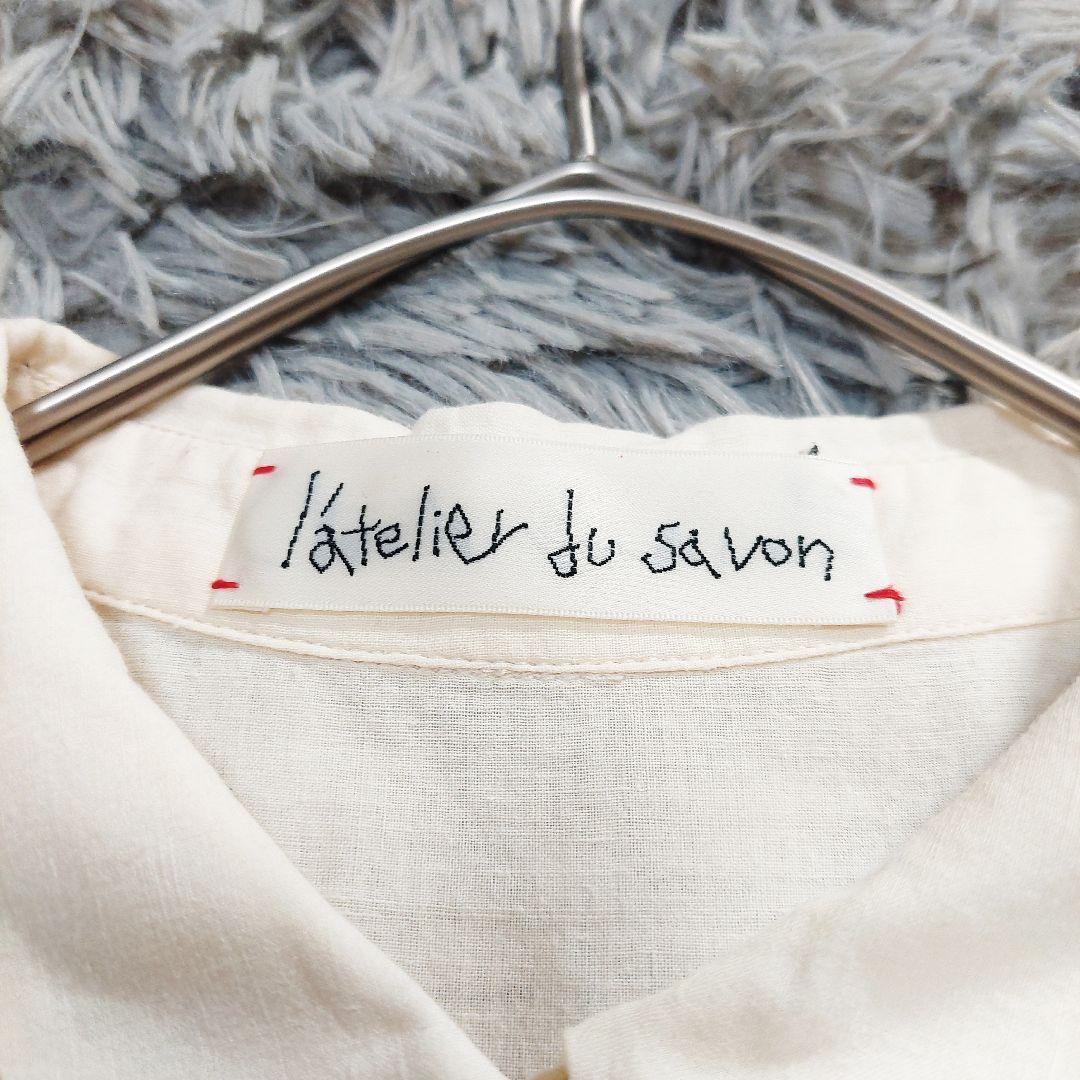 アトリエドゥサボン 洗える ピンタック 襟付き シャツワンピース ロング丈