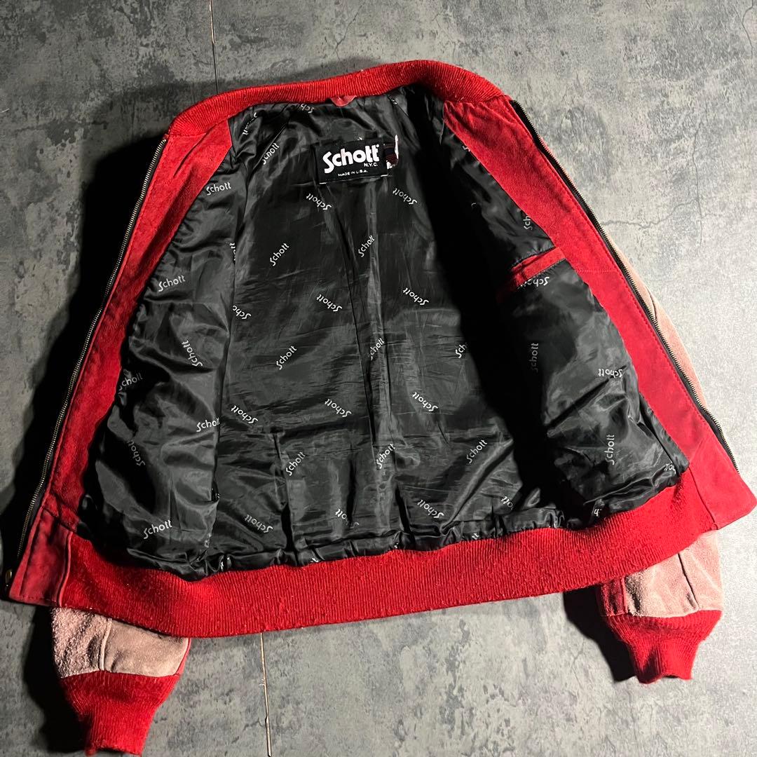 80's Schott USA製 高品質 スエード レザージャケット レアカラ