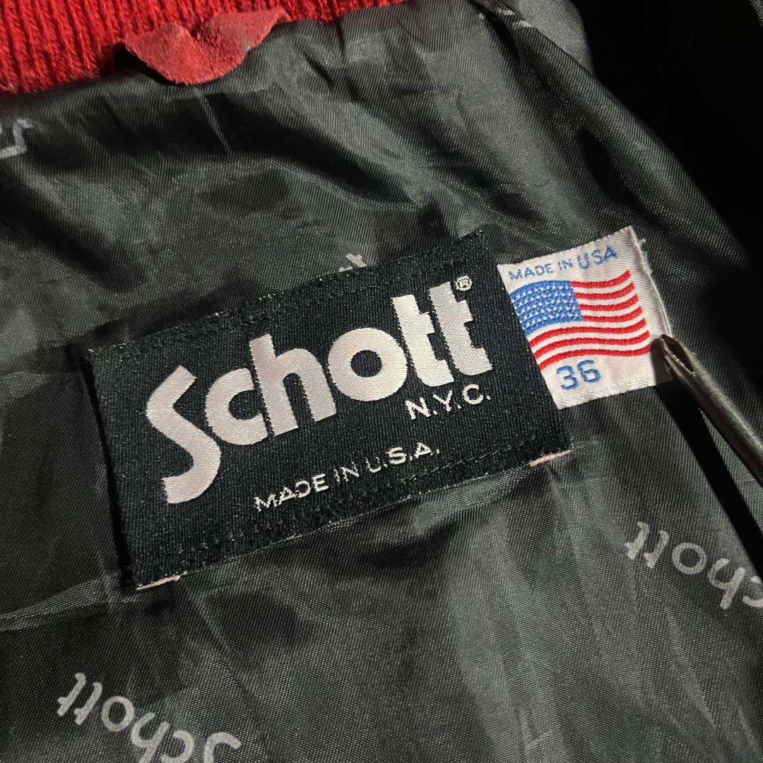 80's Schott USA製 高品質 スエード レザージャケット レアカラ