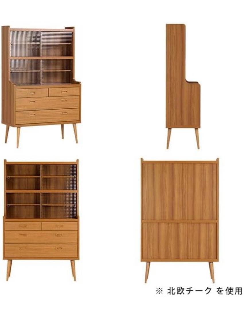 【4月末迄】arne 900HG 北欧風ガラスチェスト キャビネット　ナチュラル