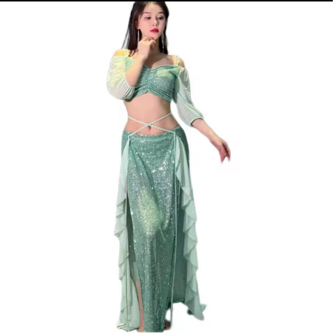 ベリーダンス セットアップ XL ミントグリーン