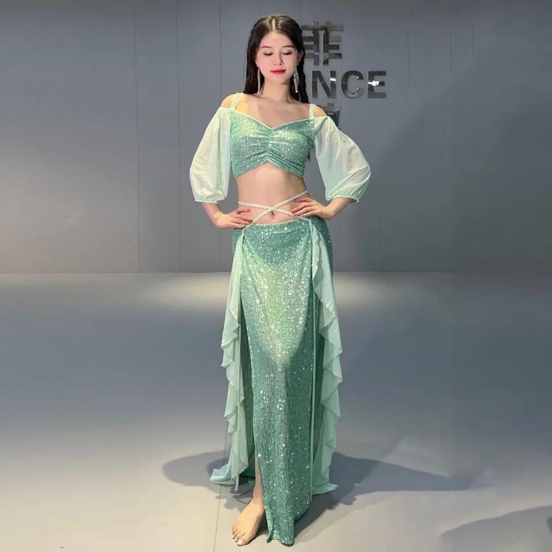 ベリーダンス セットアップ XL ミントグリーン