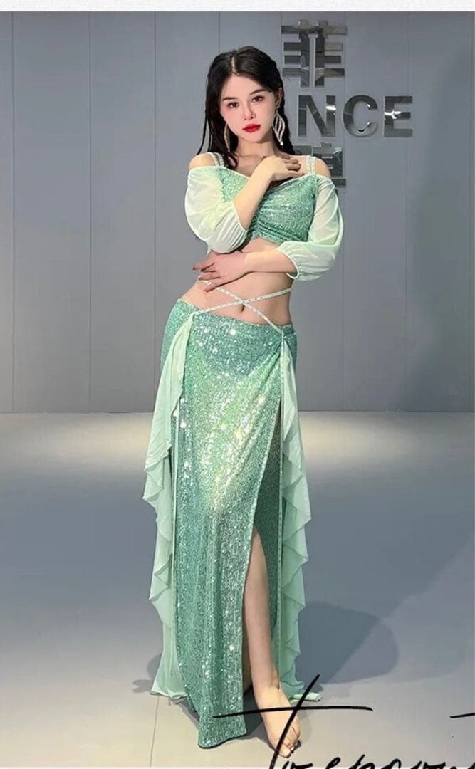 ベリーダンス セットアップ XL ミントグリーン