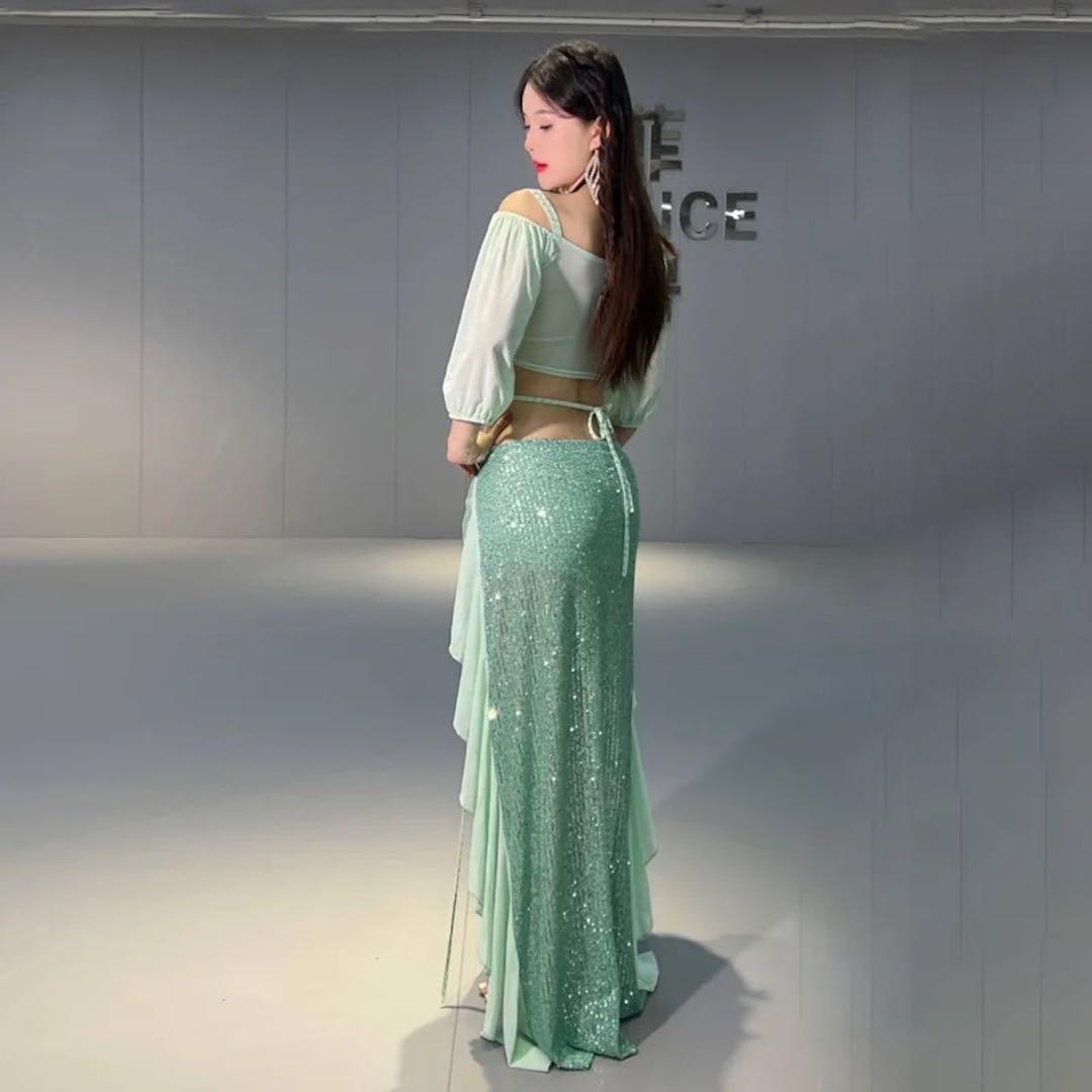 ベリーダンス セットアップ XL ミントグリーン