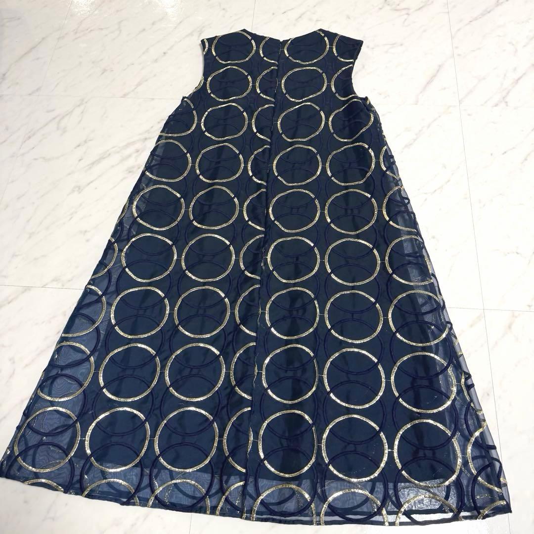 【未使用】完売品✨️グレースコンチネンタル オーガンサークルドレス 濃紺 ゴールド