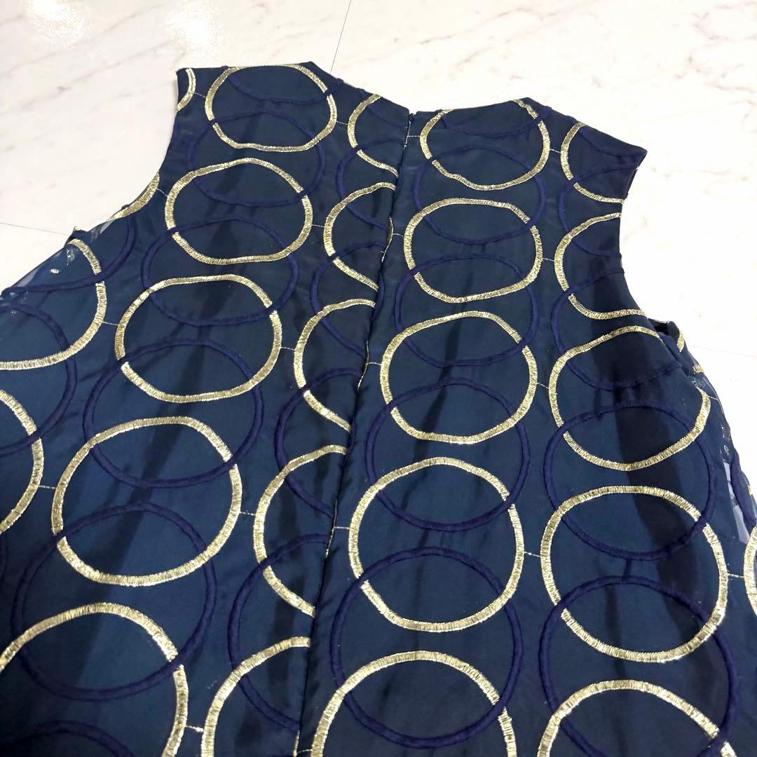 【未使用】完売品✨️グレースコンチネンタル オーガンサークルドレス 濃紺 ゴールド