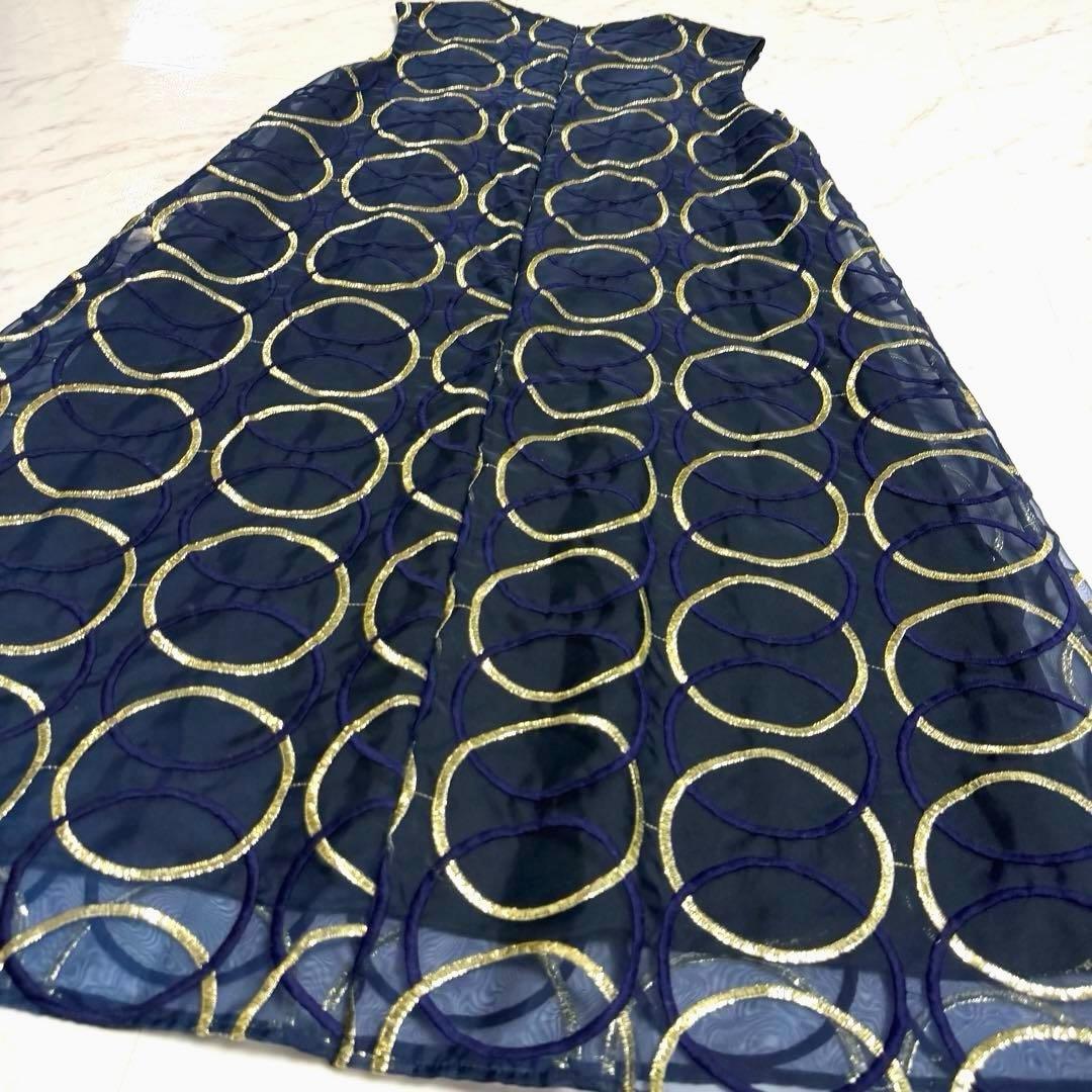 【未使用】完売品✨️グレースコンチネンタル オーガンサークルドレス 濃紺 ゴールド