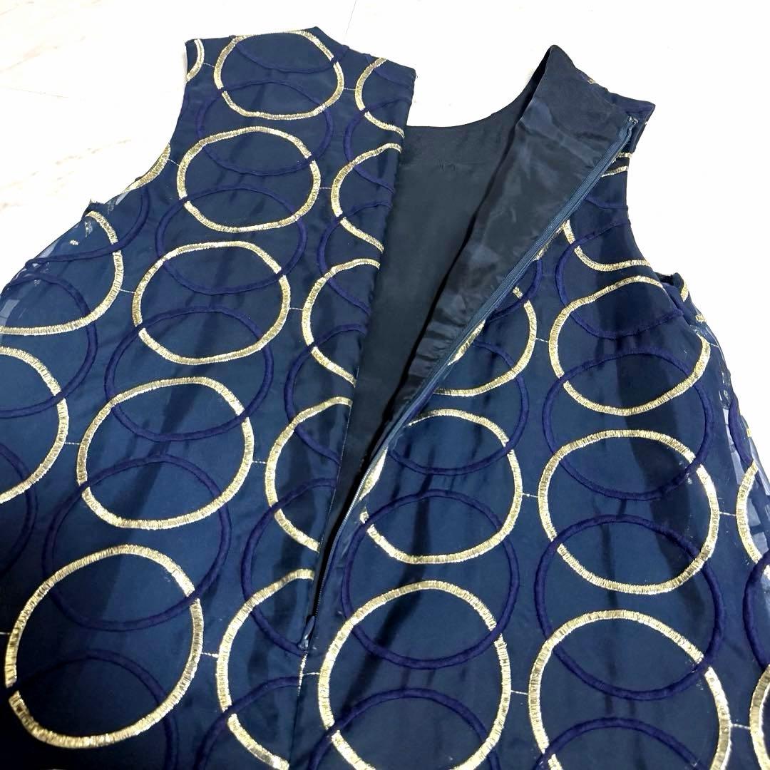 【未使用】完売品✨️グレースコンチネンタル オーガンサークルドレス 濃紺 ゴールド