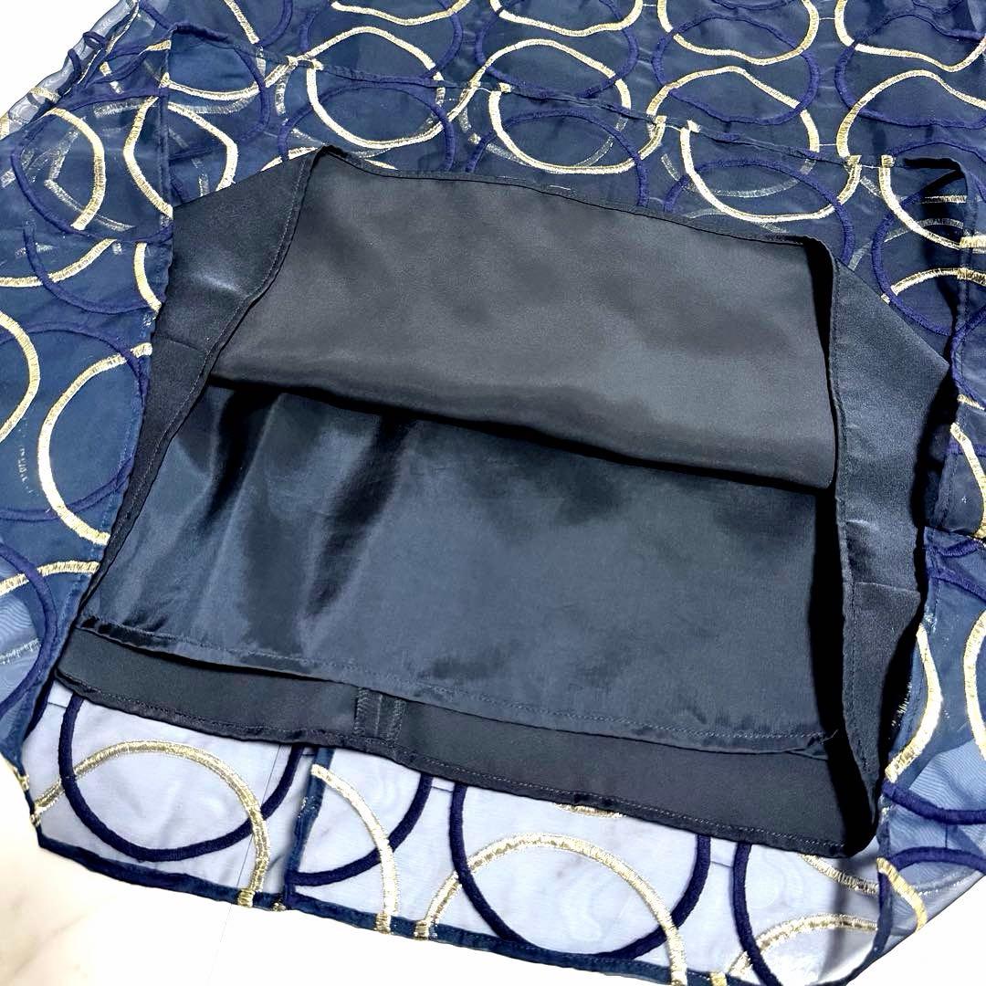 【未使用】完売品✨️グレースコンチネンタル オーガンサークルドレス 濃紺 ゴールド