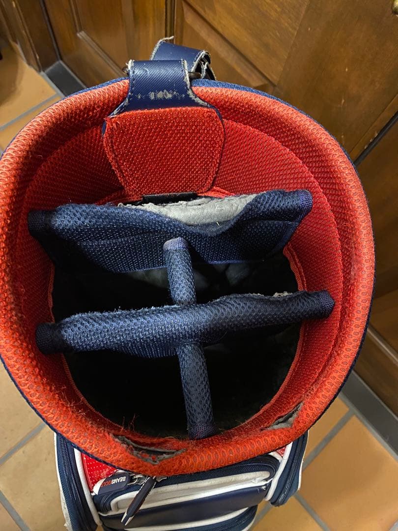 BEAMS GOLF キャディバッグ ホワイト/レッド/ネイビー