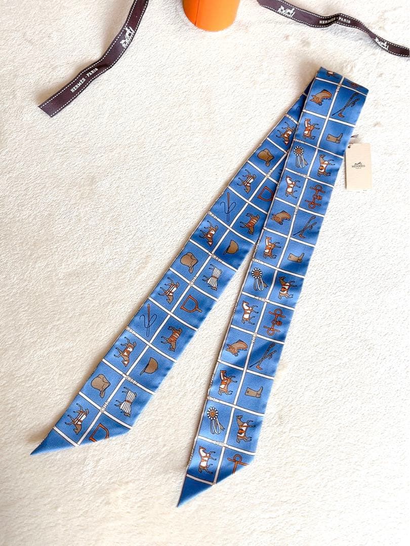 新品未使用　エルメスツイリー　馬着　タグ付き　青　ブルー　HERMES