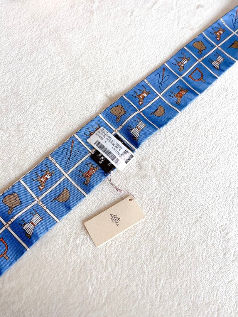 新品未使用　エルメスツイリー　馬着　タグ付き　青　ブルー　HERMES