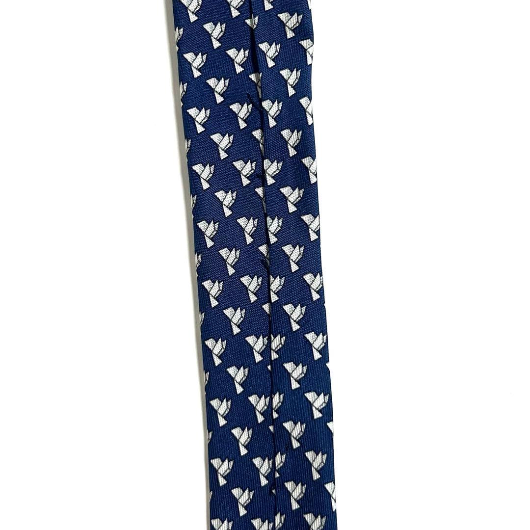 エルメス　HERMES　ニワトリ柄 ネクタイ　シルク　総柄　動物柄　幾何学模様