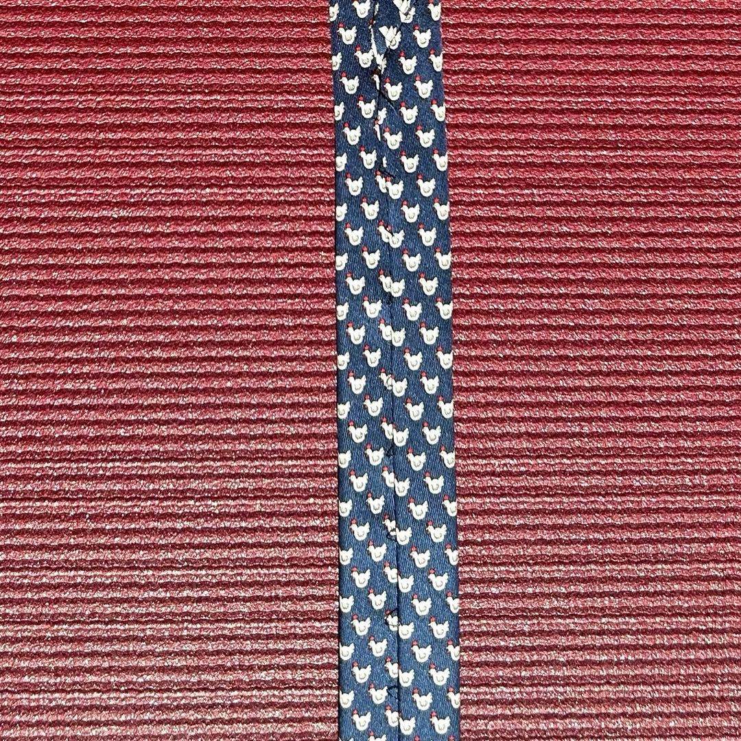 エルメス　HERMES　ニワトリ柄 ネクタイ　シルク　総柄　動物柄　幾何学模様