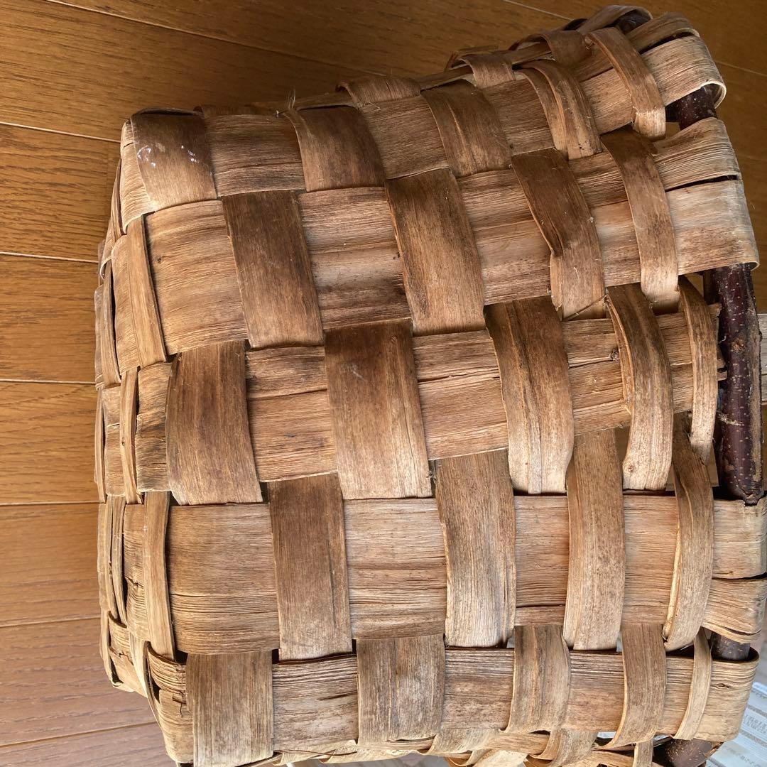 フランスアンティーク栗の皮バスケット 大きめかご