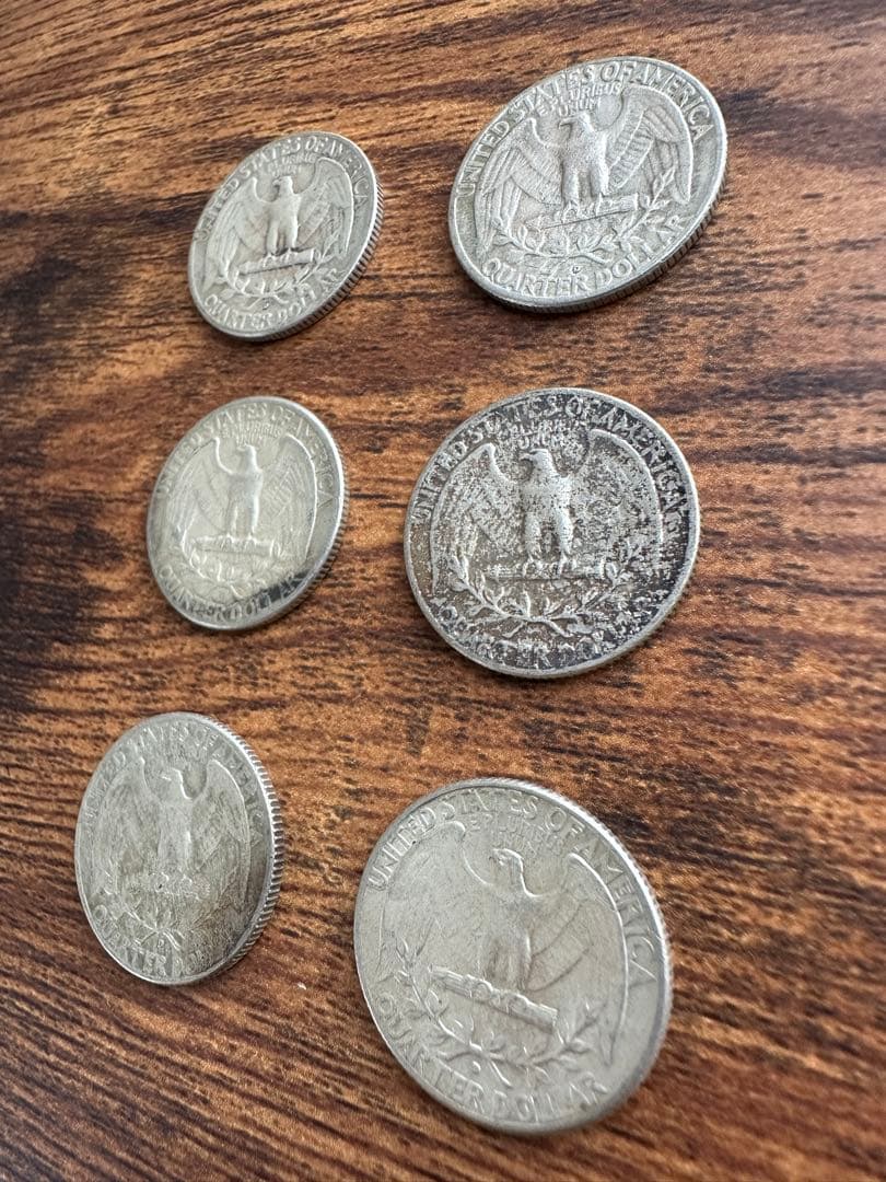 25セント　旧硬貨　銀貨　6枚