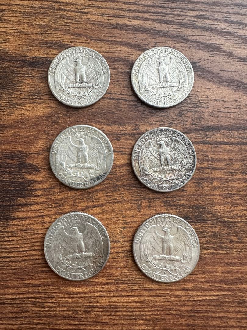 25セント　旧硬貨　銀貨　6枚