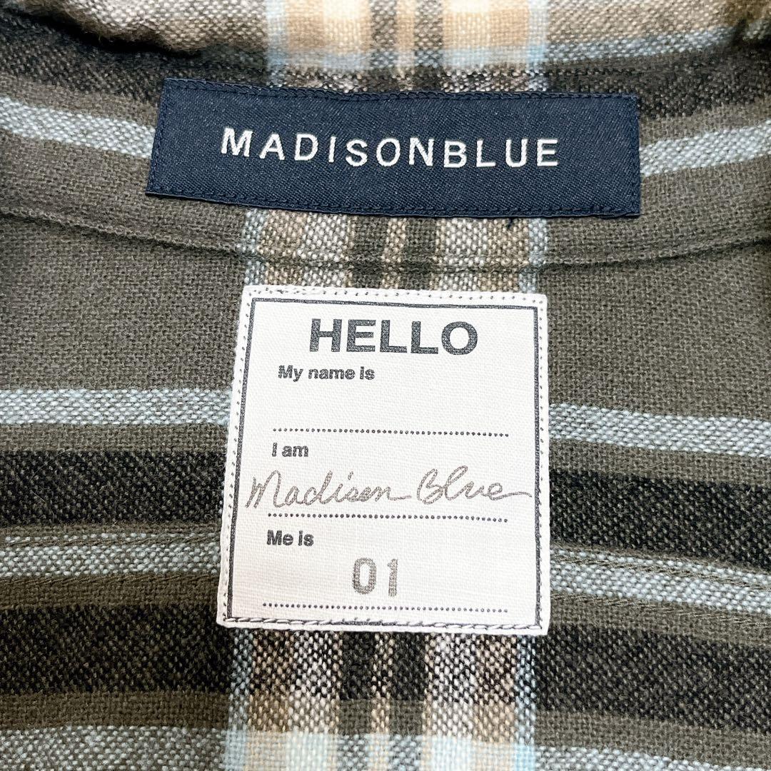 未使用級✨マディソンブルー ハンプトン ウールチェックワンピース ロゴ刺繍 01