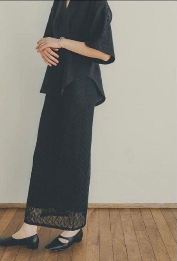 ワンピース CLANE CORDEMBROIDERY LACEDOKING ONEPIECE