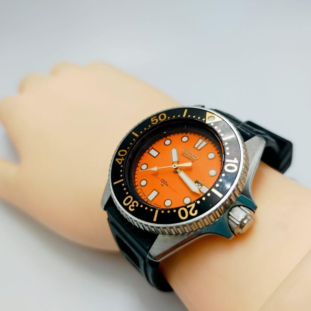 【美品・稼働】SEIKO セイコー ダイバー 150m オレンジ文字盤 レトロ