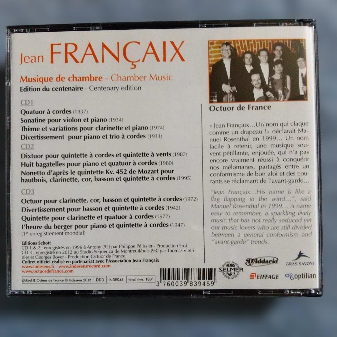 【新品同様】　ジャン・フランセ　室内楽作品集　フランス八重奏団　３CD