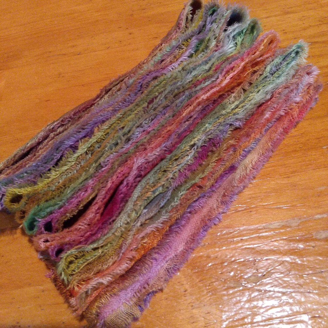 ②❣️蘭❣️。37ジャンクジャーナル素材。フリンジ加工裂き布リボン