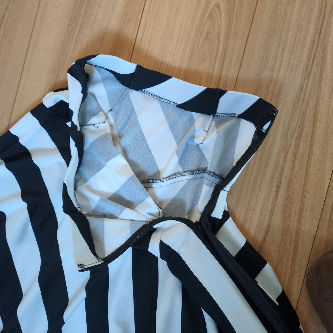 社交ダンス　フレアスカート 白黒　赤ベルト付き