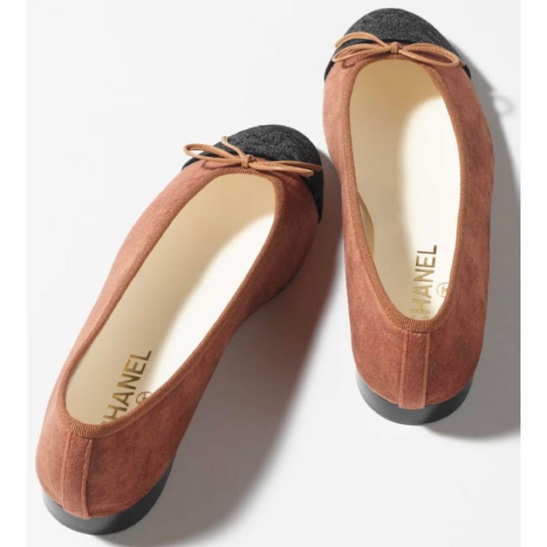 美品シャネルCHANELバレリーナ36.5 ベルベット バレエシューズ フラット
