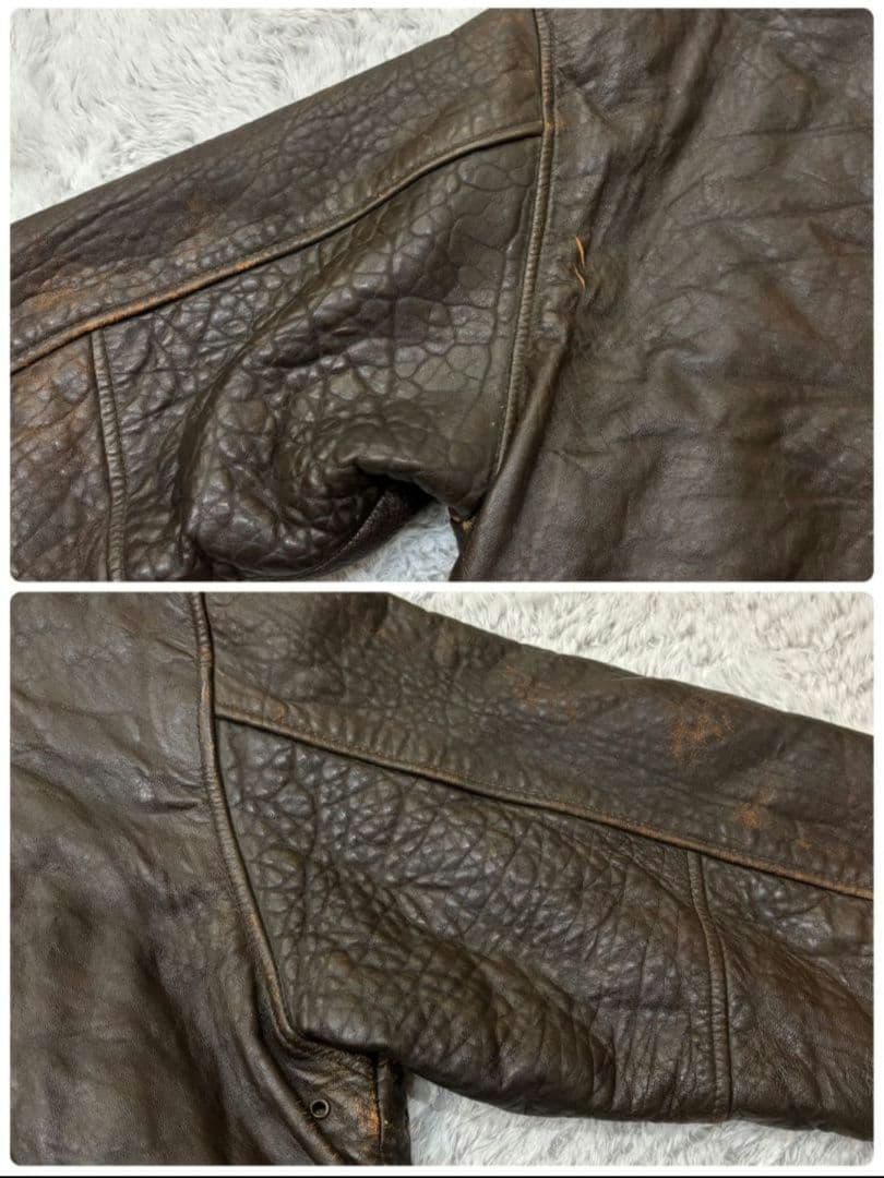 【AVIREX】 A-2 フライトジャケット　ラムレザー　刺繍　短丈　90s M