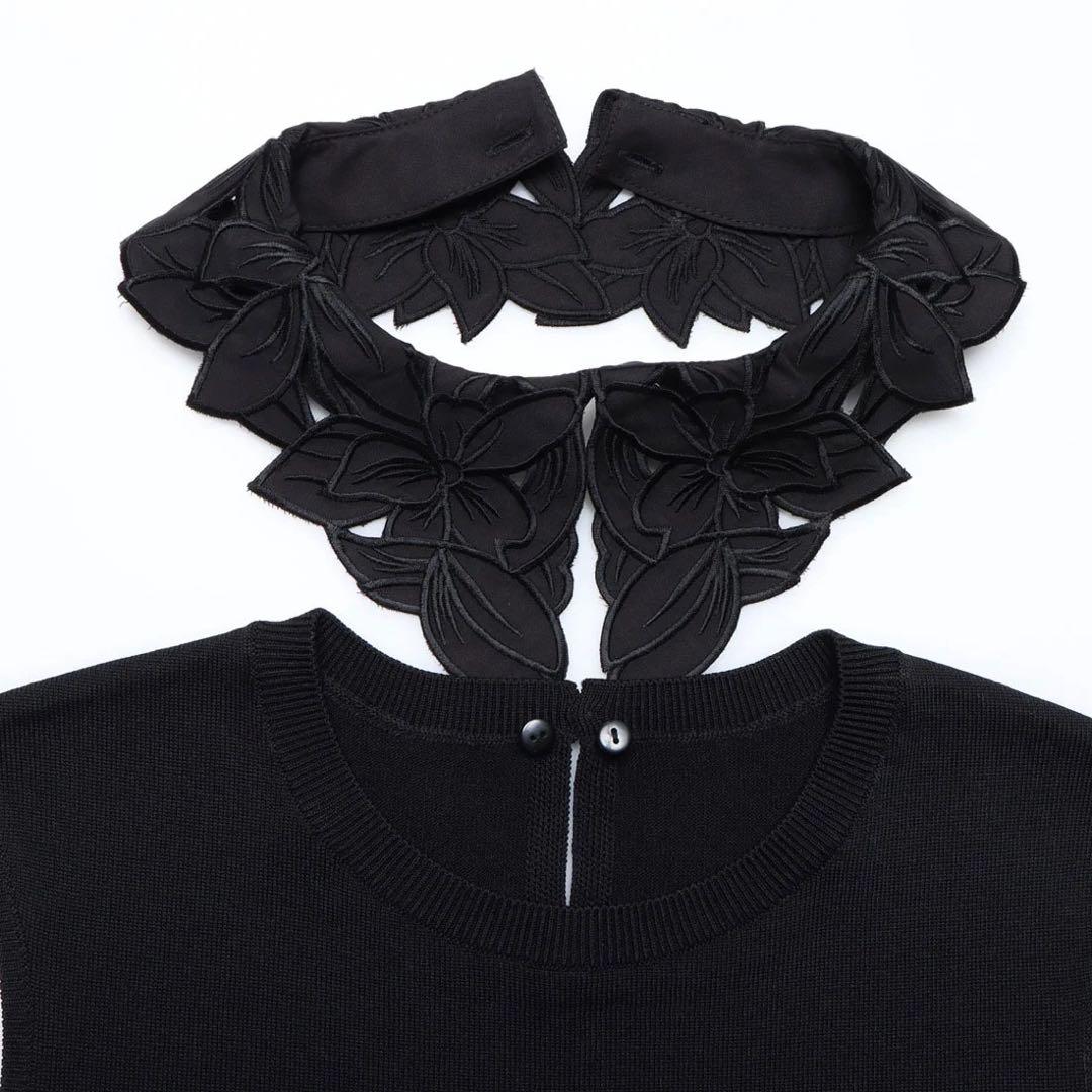 アプワイザーリッシェ 襟付き配色ストライプニットワンピース