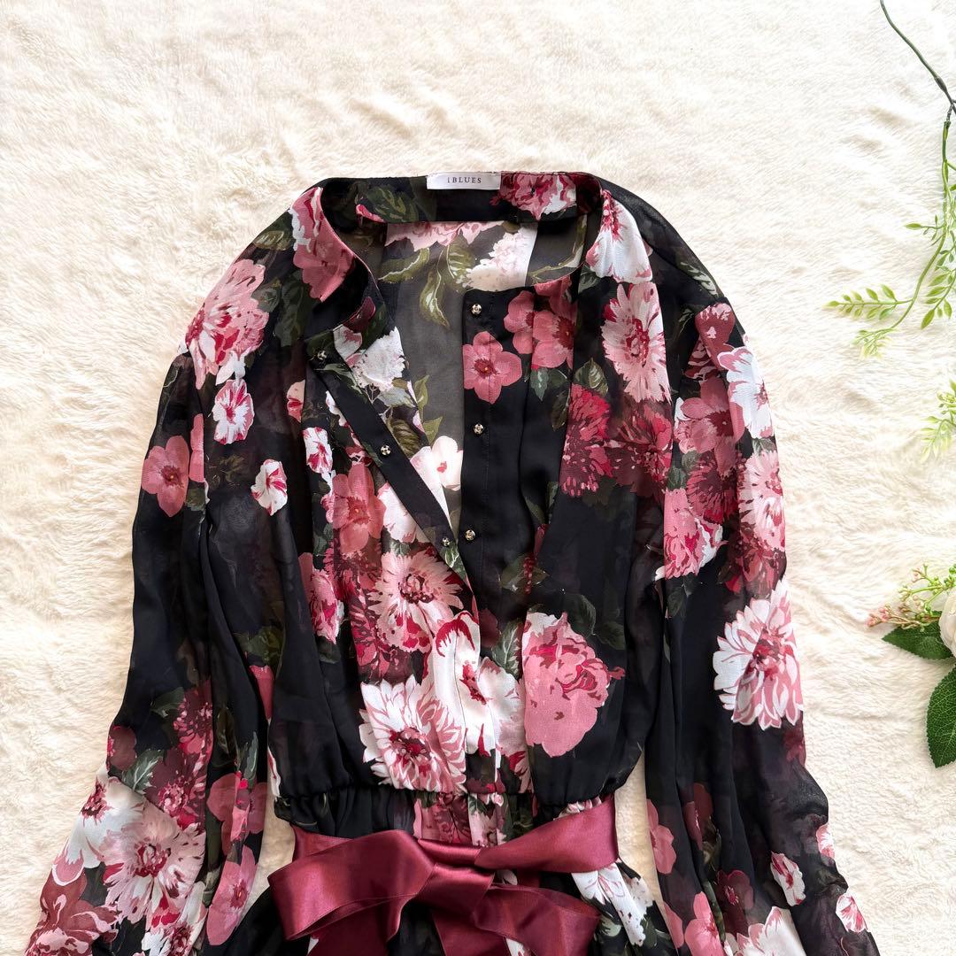 Max Mara iBlues フラワー フレア ロングワンピース Aライン L