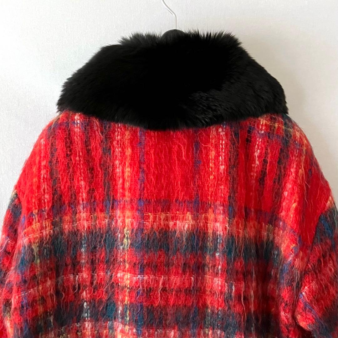 美品 Josephine ジョセフィーヌ コート モヘア チェック フォックス