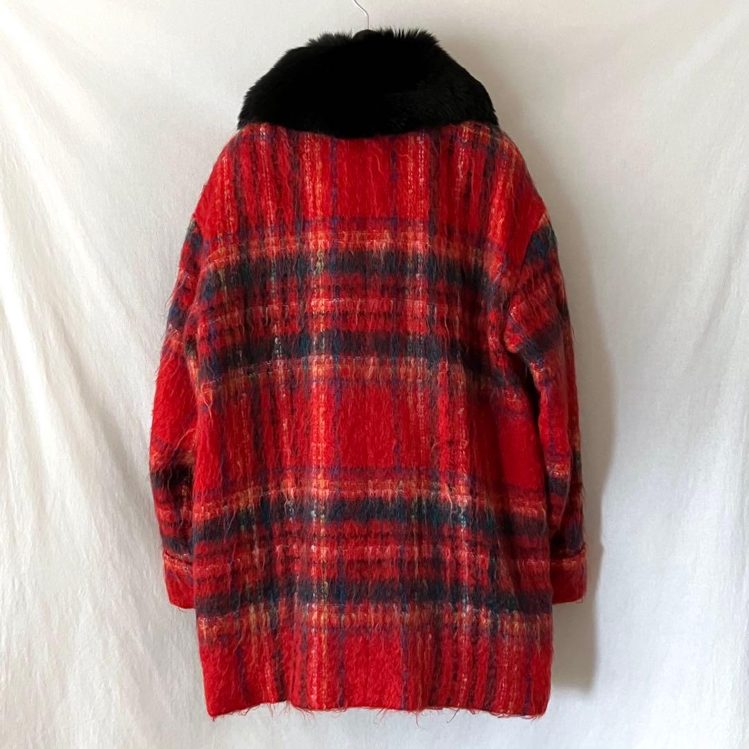 美品 Josephine ジョセフィーヌ コート モヘア チェック フォックス