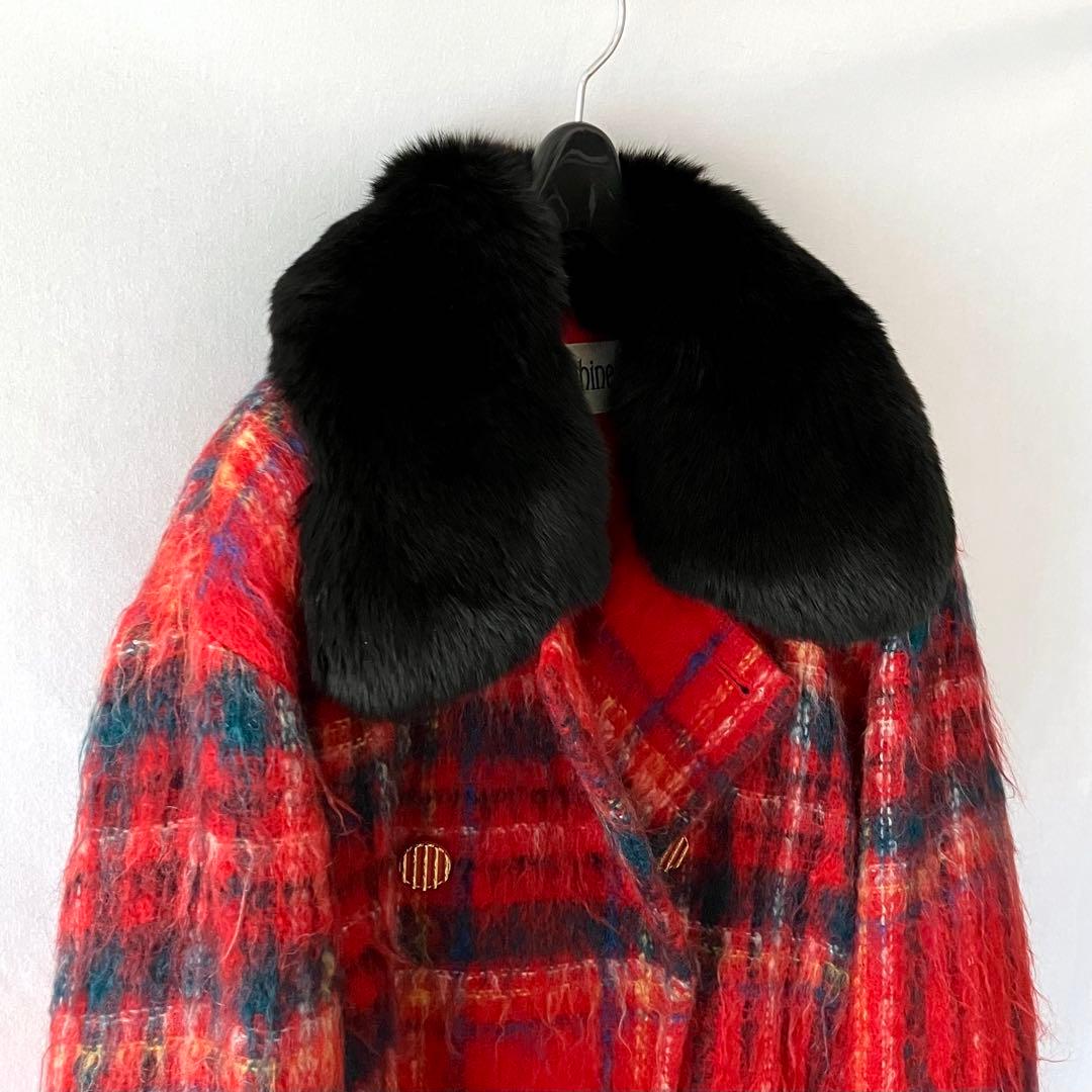 美品 Josephine ジョセフィーヌ コート モヘア チェック フォックス