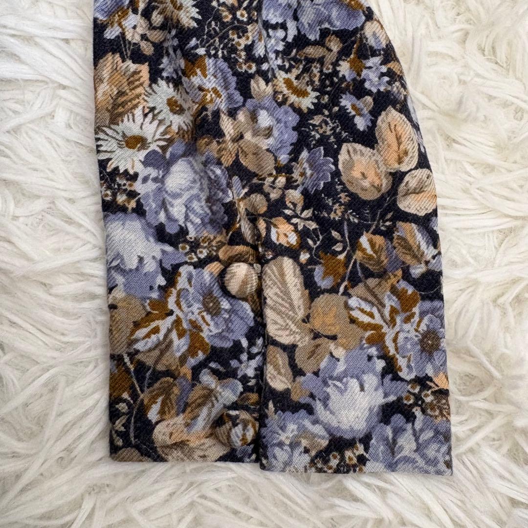 美品　ローラアシュレイ　花　ギャザー　スクエアネック　マキシ　ワンピース　ベルト