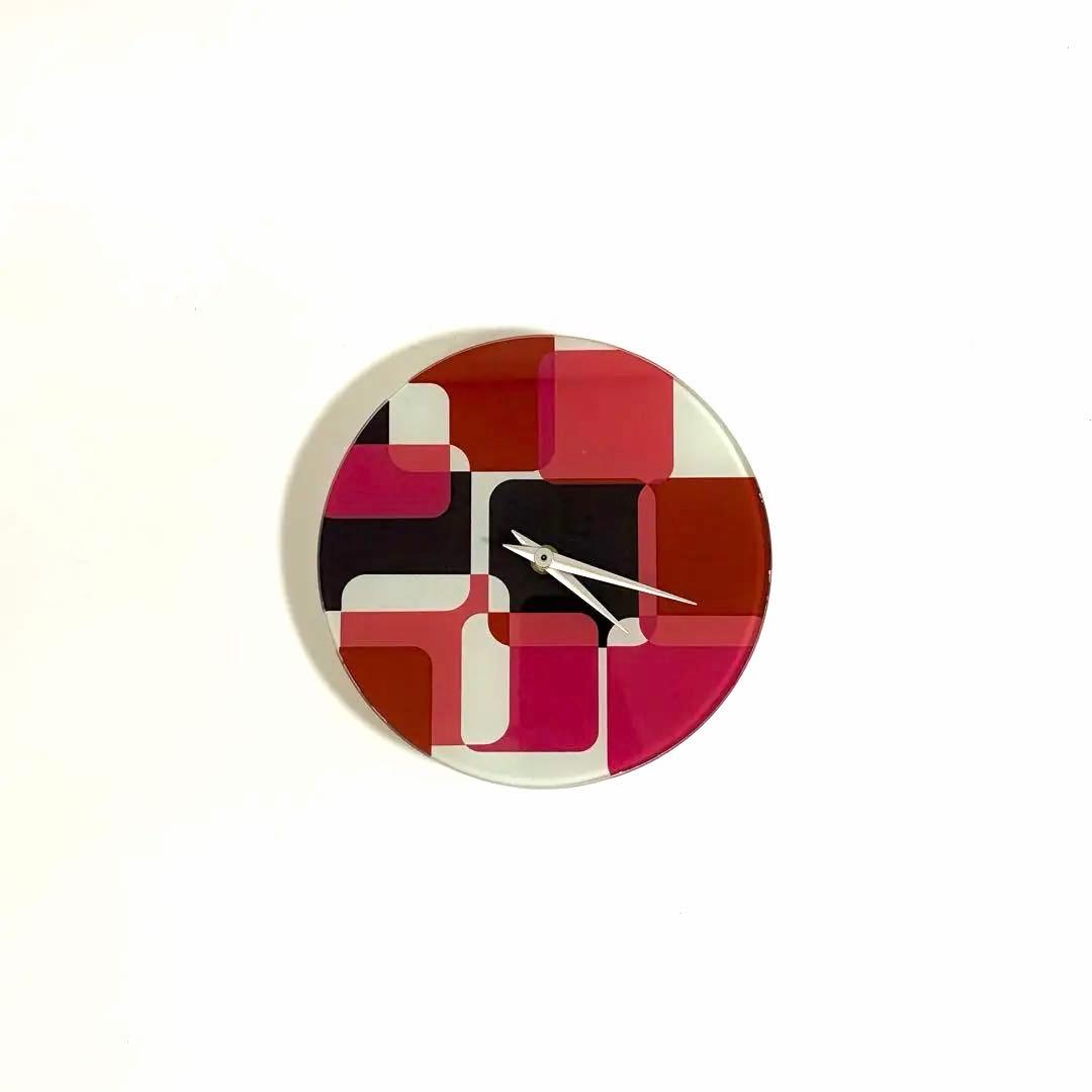 掛け時計　ガラス ミッドセンチュリー　スペースエイジ　ビンテージ　レトロ