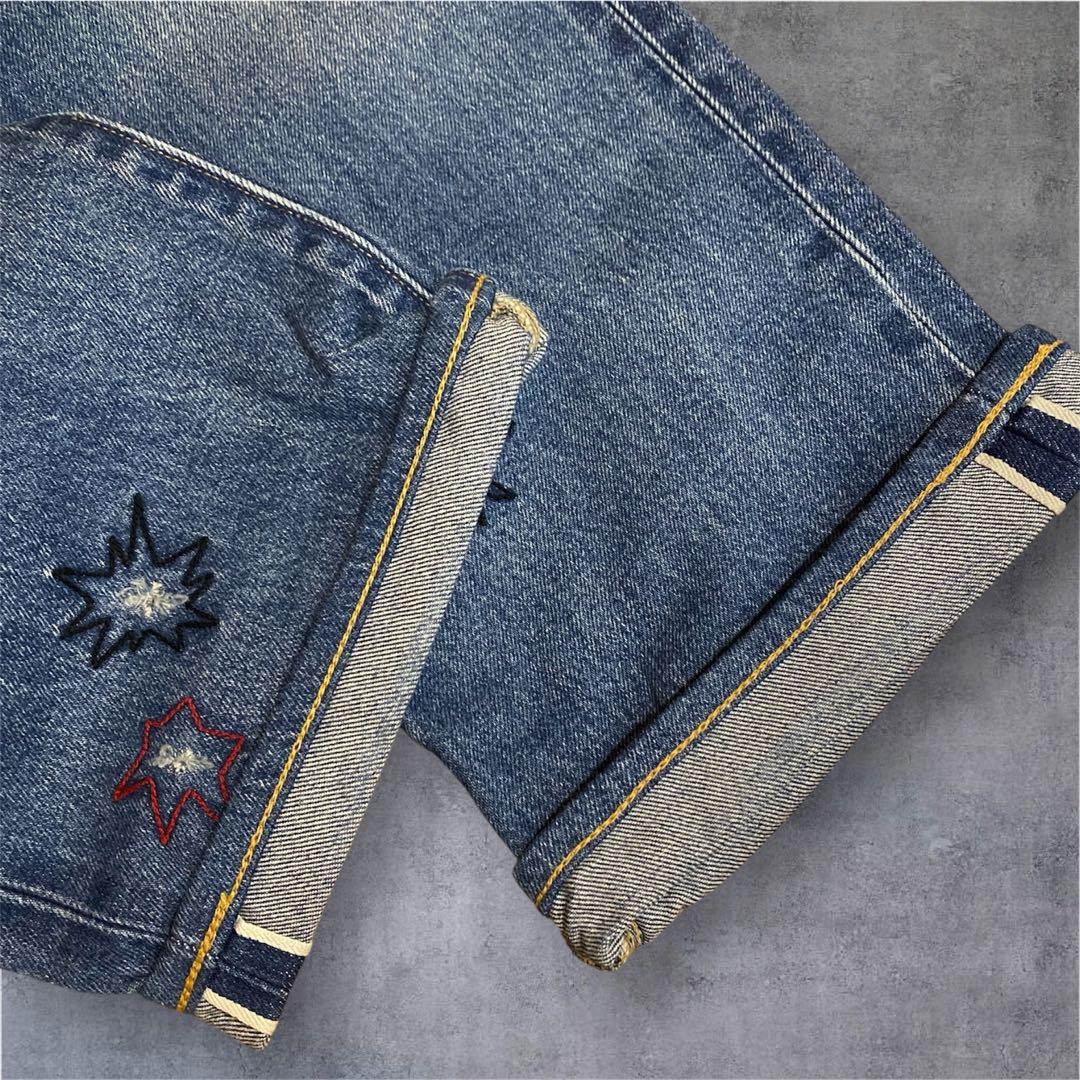 LEVI'S 505 刺繍 made in Japan ダメージ リペア 加工