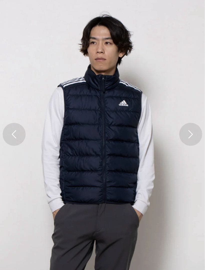 新品　アディダス　メンズ　エッセンシャルズ　ダウンベスト　ネイビー　紺　2XL