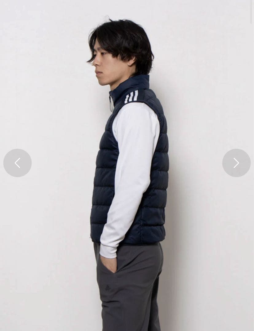 新品　アディダス　メンズ　エッセンシャルズ　ダウンベスト　ネイビー　紺　2XL
