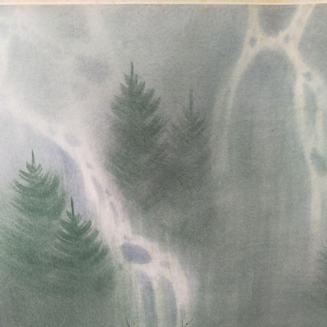 水墨画 掛軸 自然風景 鶴　中国